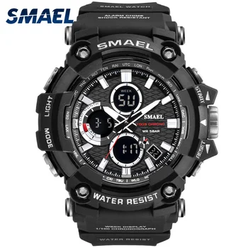 

Sport Watches Man Clock Military SMAEL Quartz Watch Big Dial Clock Men relogio masculino 1802D LED Digital Watch Waterproof 2020