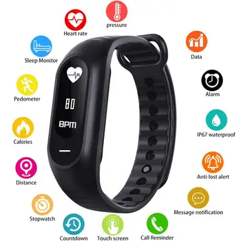 

Bluetooth Sport Waterproof Smart Band Wirstband Health Monitoring Fitness Tracker Bracelet Pedometer Blood Pressure Heart Rate