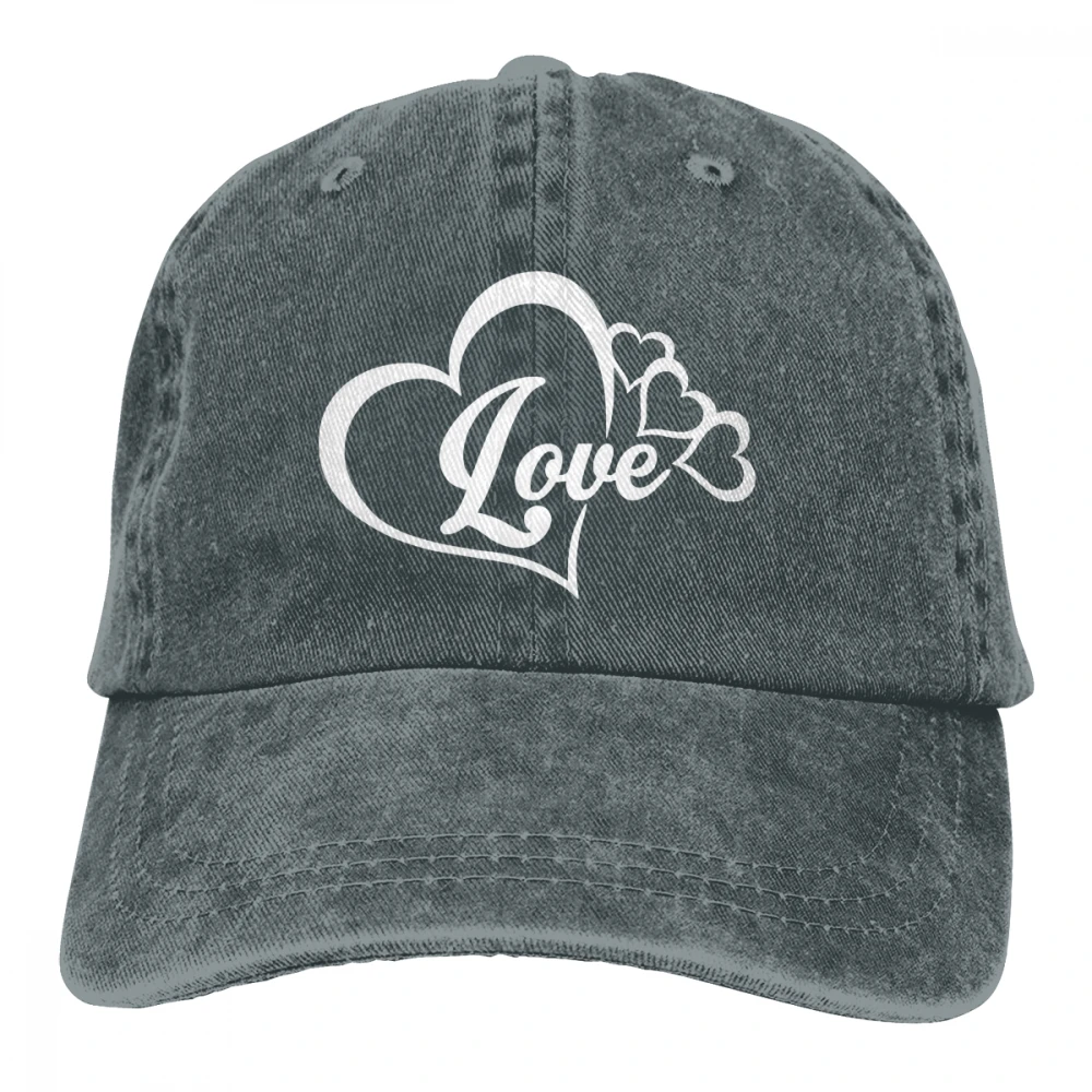 Love Heart Symbol Casquette, черные унисекс Мужские Женские джинсовые бейсболка с ремешком, регулируемая шапка для гольфа, папы