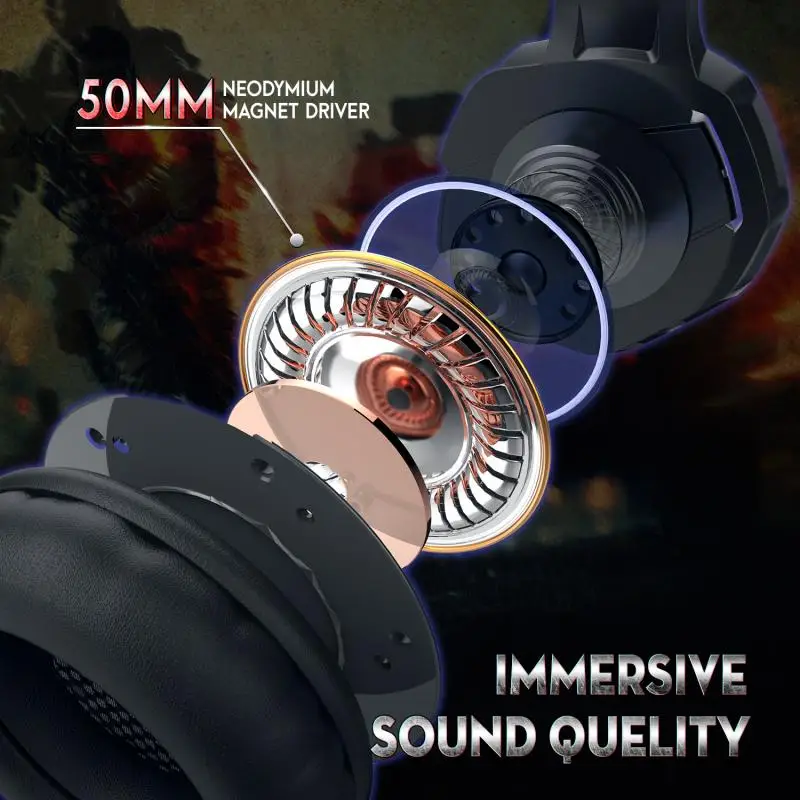 7 1 Surround Sound Gaming Headset headphone for PC 3 5mm Volume Control Headphone