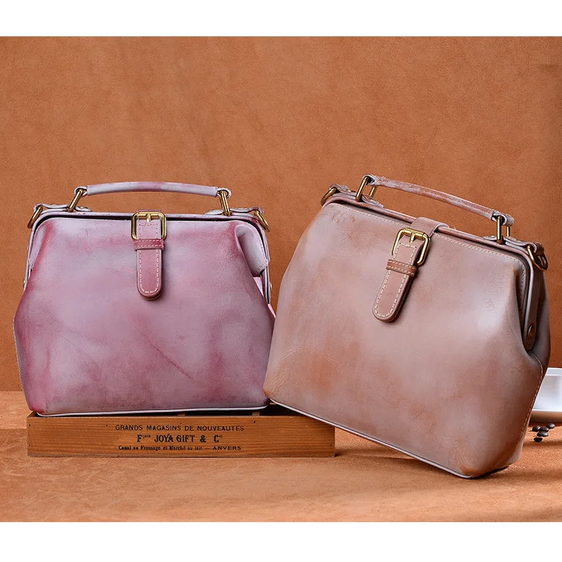 

2019 Spring And Summer New Style First Layer Fog Wax WOMEN'S Bag Retro Doctor Shoulder Cross-body Handbag Handmade Large-Volume