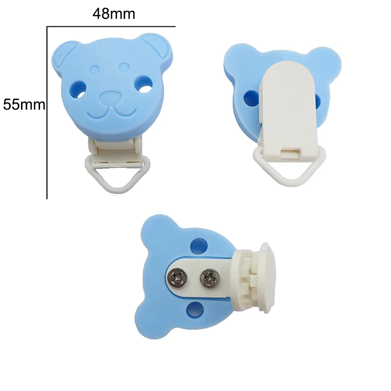 Chenkai 50PCS BPA Free Silicone Bear Clips Baby Cartoon Plastic Holder Food Grade DIY Infant Pacifier Chain Nursing Accessories