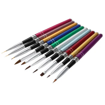 

10pcs Painting Tool Professional 3D Carving Liner Dotting Manicure Acrylic Builder Nail Pen Set Drawing Easy Clean UV Gel Brush