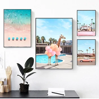 

Cape Verde Giraffe Long Beach Palm Springs Car Poster Canvas Painting Prints Wall Art Home Decor No Frame