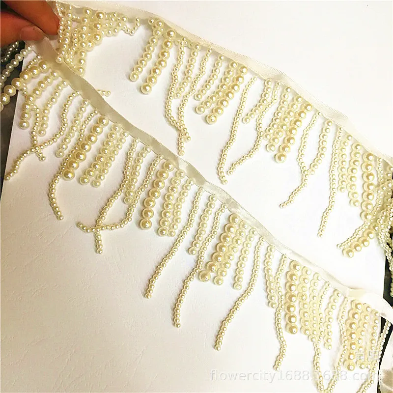 

DIY Handmade Beading Pearl Bar Code Lace Bag Curtain Macrame Decorations Processing