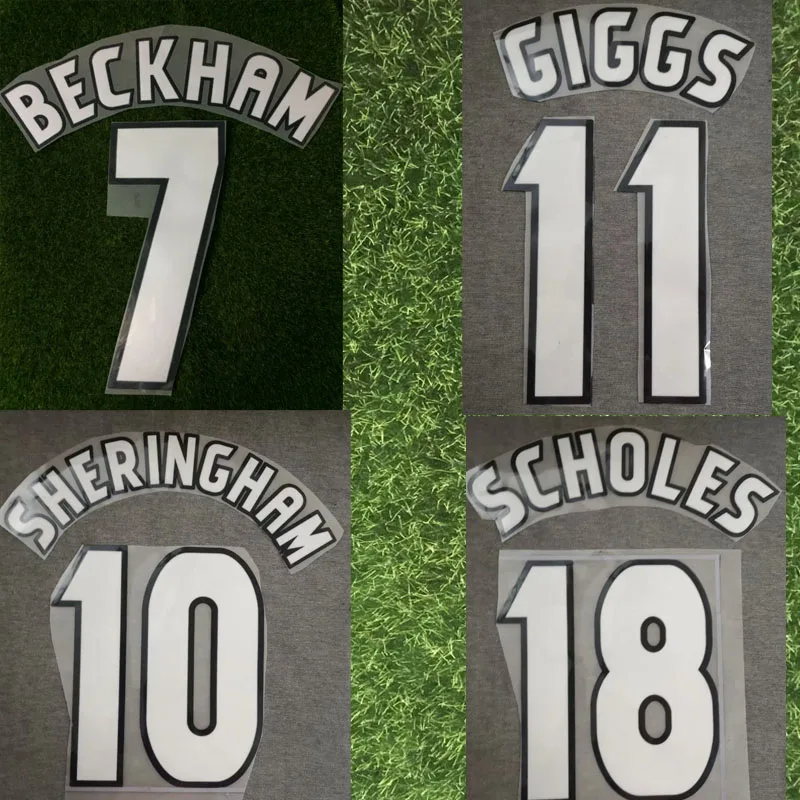 

Retro Nameset Beckham Nameset Schloes Giggs Sheringham Printing Lextral Iron Soccer Patch Badge