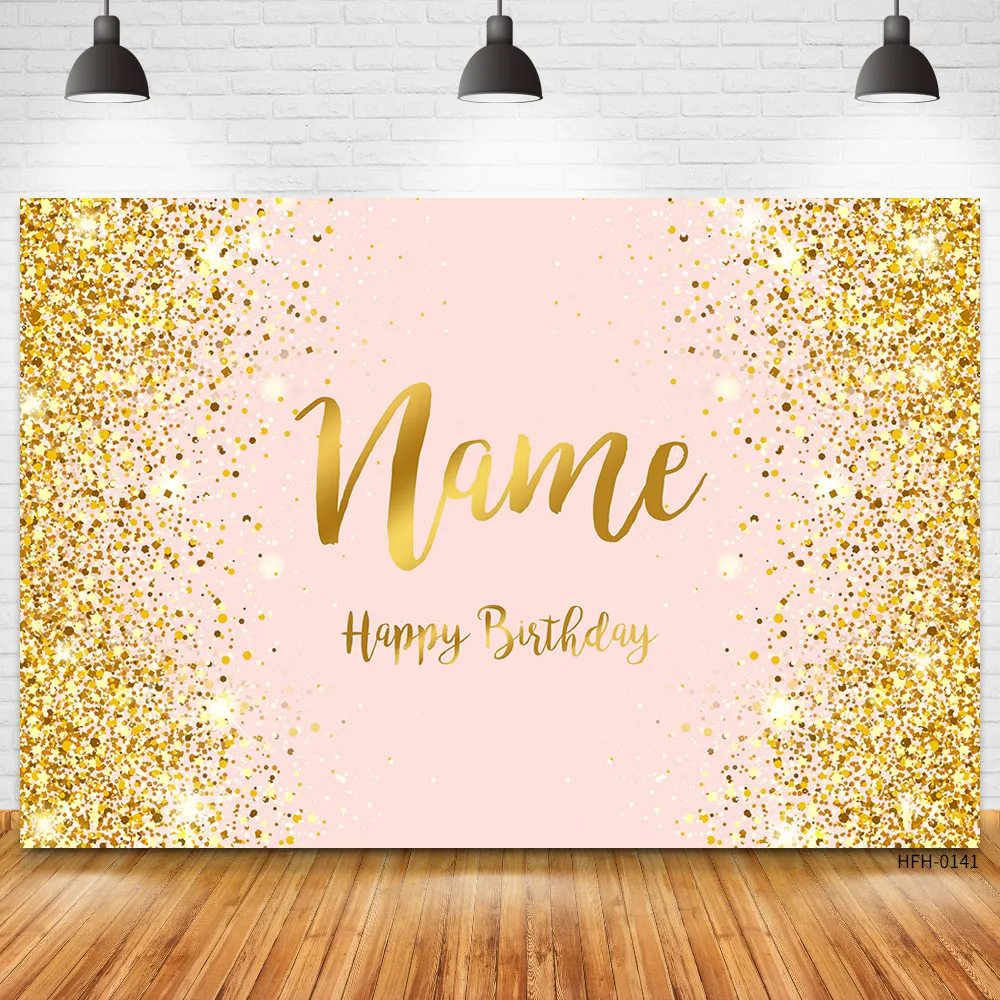 사용자 정의 이름 골드 반짝이 생일 파티 배너 배경 베이비 샤워 어린이 아이 이름 Diy 사진 배경 사진 스튜디오 소품