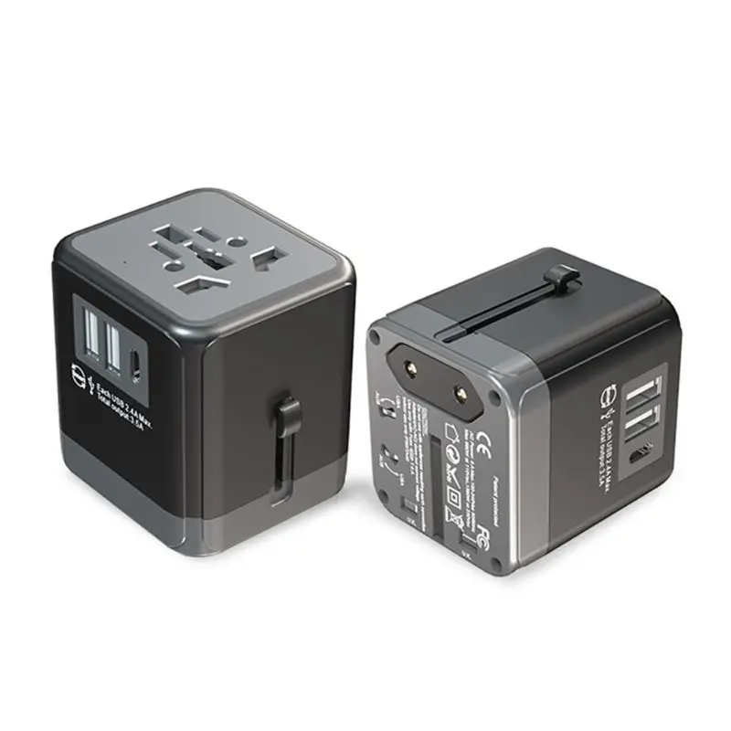 Адаптер питания Универсальный Переходник зарядное устройство 2 USB 1 C USB UK EU AU US