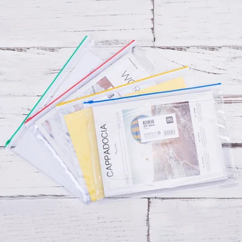 

A4 Transparent Thick PP Documents Bag Zipper Storage Bag Daily Necessities Files Bills Stationery Home School Office Deli 5526