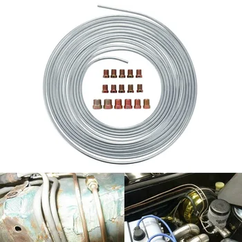 

25 Ft Roll Coil of 3/16 Inch OD Iron plated copper tube Brake Line Tubing Kit Fittings Corrosion Resistance