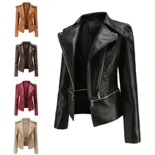 2022 New Spring Autumn Women's Fashion Hem Detachable Leather Jacket Ladies Casual PU Coat Female Slim Long Sleeve Outerwear