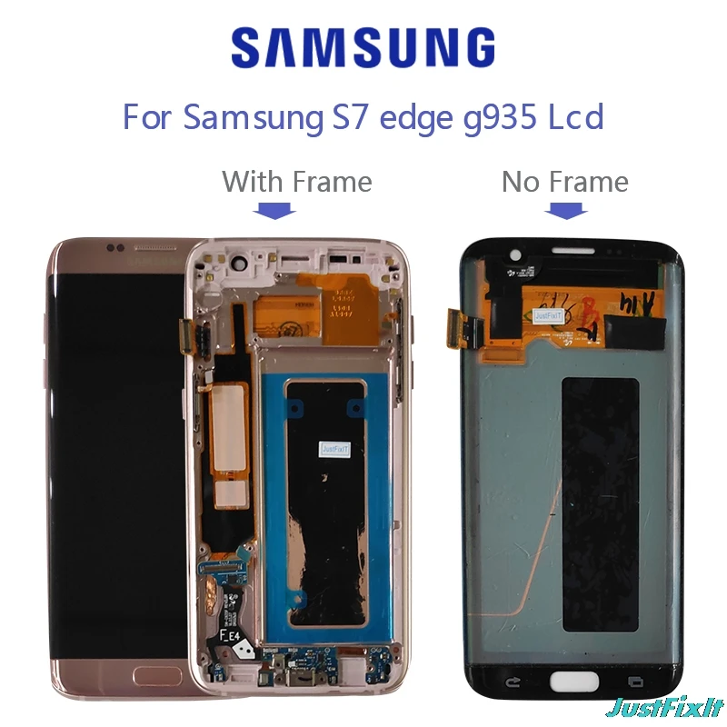 Для samsung Galaxy S7 Edge G935F G935FD горящий ЖК-дисплей сенсорный экран дигитайзер 5,5 ''Super AMOLED с рамкой