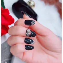 Ношение Маникюр Японский Корейский Модный маникюр готовой продукции 24 шт поддельные ногти Алмазный Набор сердце алмаз Набор патч L01