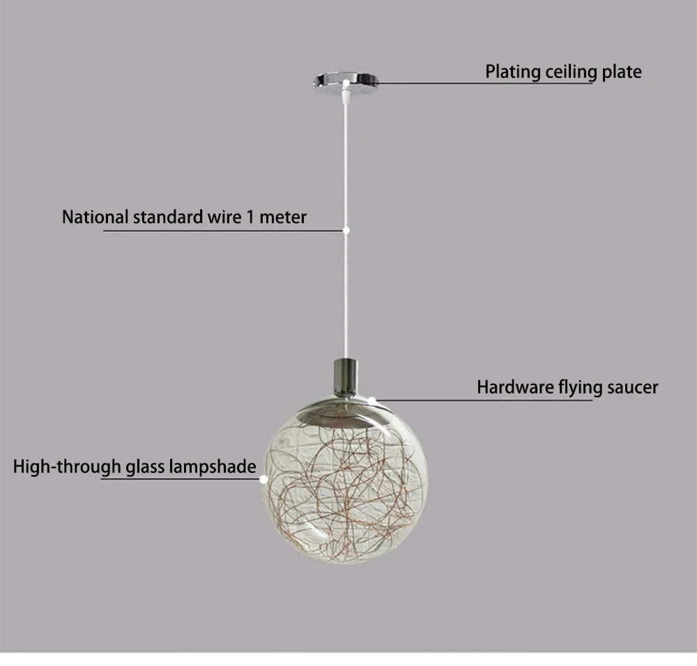 Подвесной светильник люстра на кухню люстра лофт Glowworm светодиодный подвесной светильник, Norbic, креативный прозрачный стеклянный шар, подвесной светильник, домашний деко, столовая, лофт