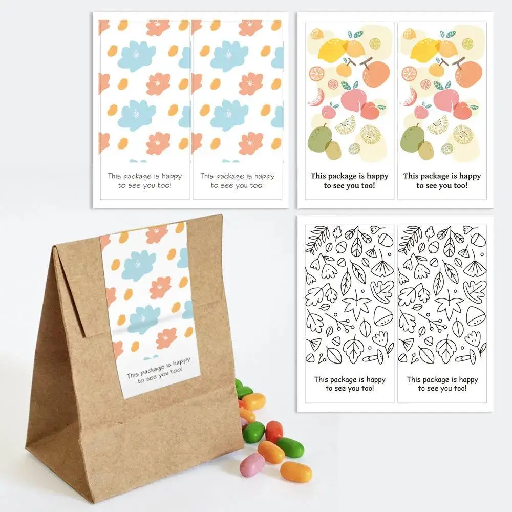 

50 Pcs Sealing Stickers Paper Bag Labels Cute Self-adhesive Stickers Takeaway Decals Baking Packaging Stickers