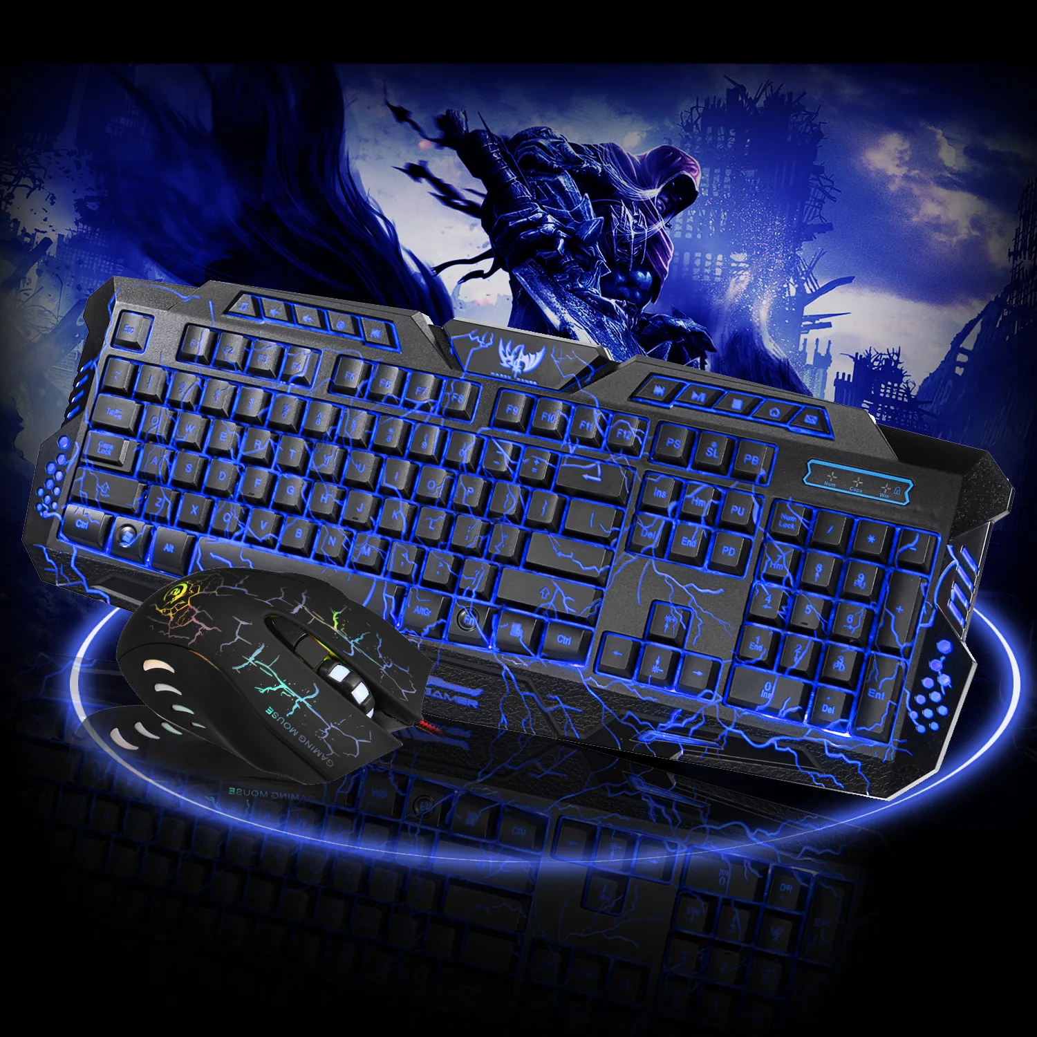 

J10 Three-Color Backlight Wired Game Keyboard Set Colorful Shining Gaming Mouse Keyboard Russian Keyboard