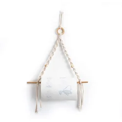1PC Hemp Rope Knitting Paper Roll Holder Bathroom Kitchen Tissue Holder Towel Hanger