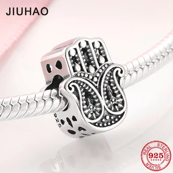 

Fit Original JIUHAO Charms Bracelet Authentic 925 Sterling Silver Haza's Lucky hand Beads for Women Fanshion Jewelry Making