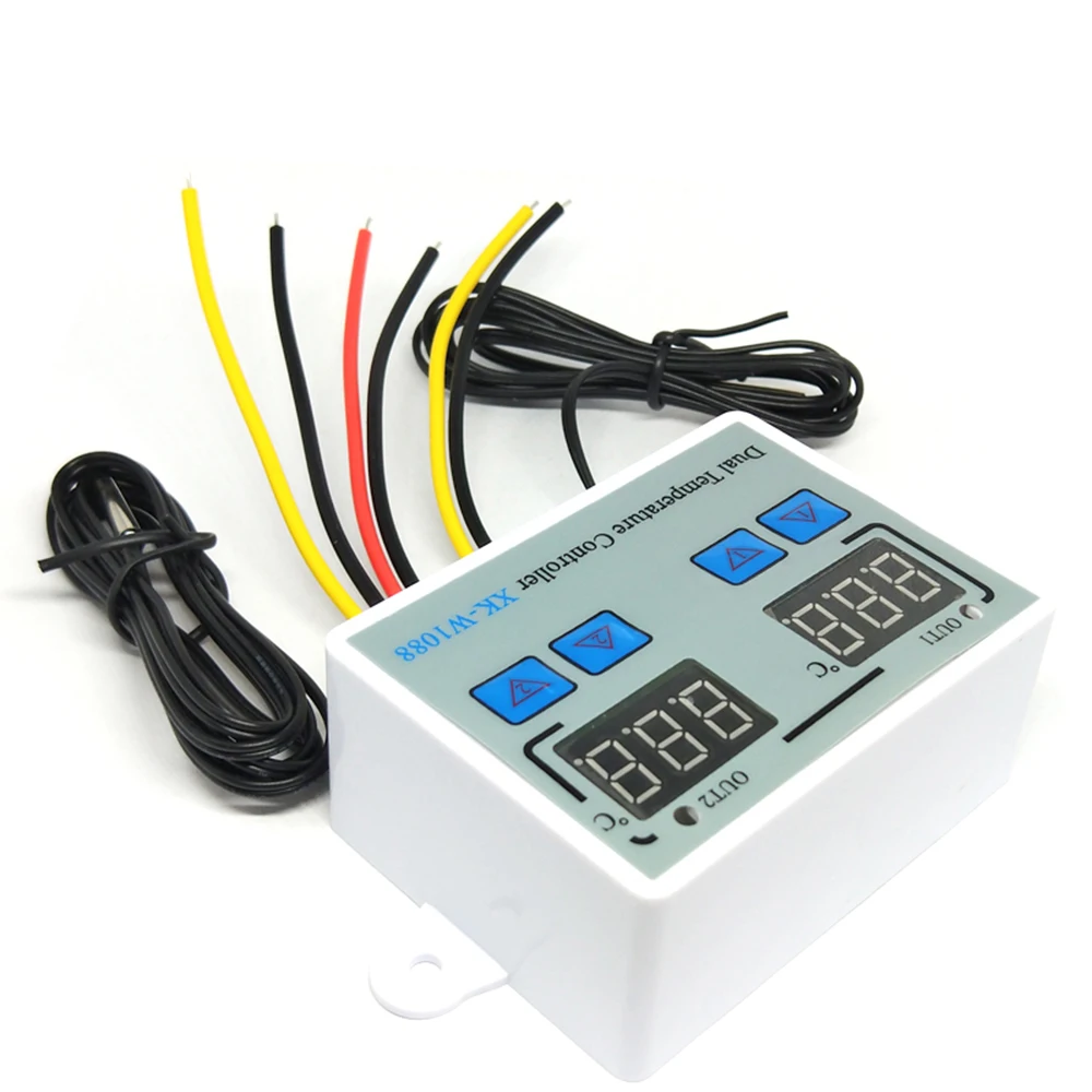 

12V 24V 220V 10A Digital Thermostat Incubator Temperature Controller Heater Cooler Control With Dual Probe XK-W1088