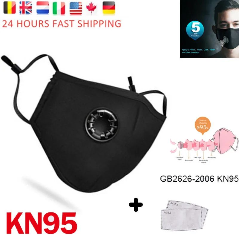 

20 Pcs KN95 Dust Mask Filter Anti PM2.5 Air Pollution Mouth Face Mask Winter Anti Dust Carbon With 2filter Masks Men Women