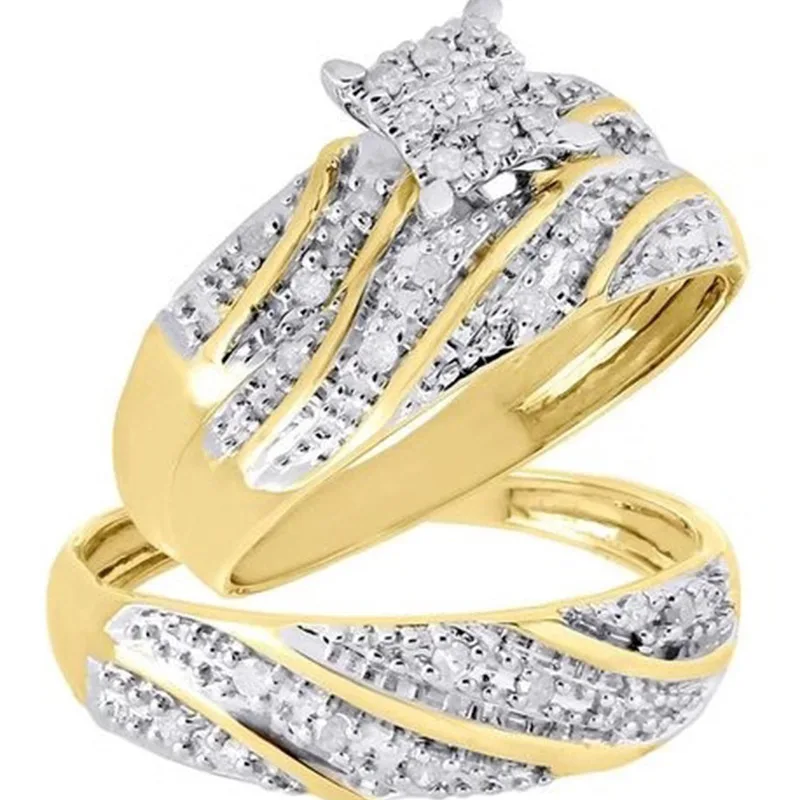 

Milangirl Two-piece Set Men Women en Twisted Ring name Lovers Couple Rings For Women Men Engagement Jewelry