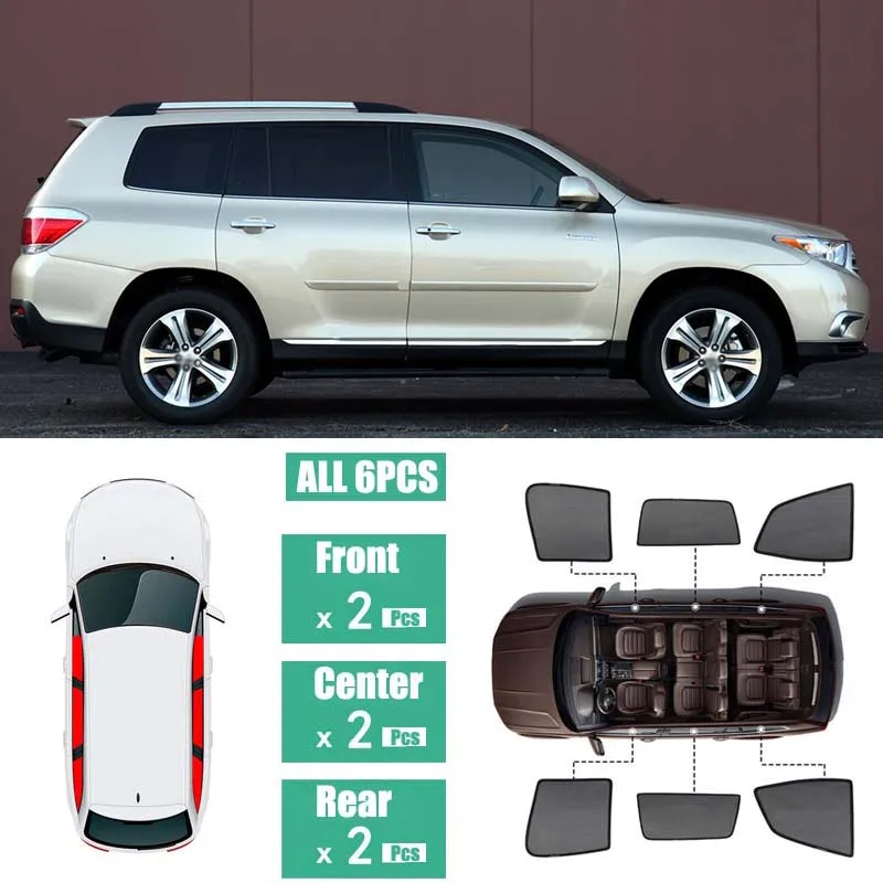 Боковые окна магнитный солнцезащитный козырек УФ Защита луч Блокировка сетчатый козырек подходит для Toyota Highlander 2008
