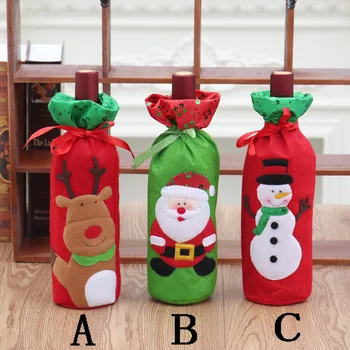 

New Christmas Red Wine Bottle Storage Bag Christmas Dinner Decoration Christmas Three Styles Product JMWW