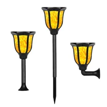 Газонные лампы садовые декоративные путь ABS внутренний дворик с эффектом пламени Водонепроницаемый настенное крепление Сад Солнечный приведенный в действие современный