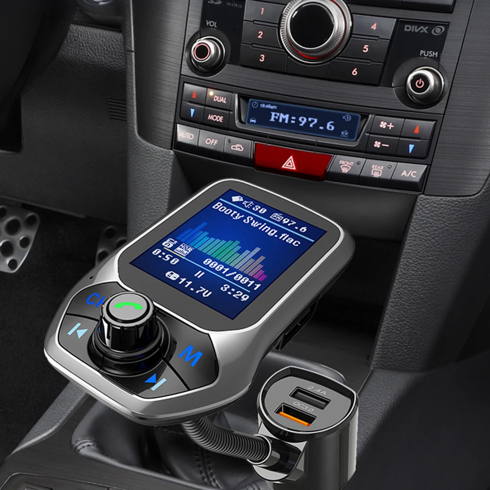 1,8 дюймов TFT QC 3,0 цветной дисплей Быстрая зарядка автомобильный комплект Bluetooth Handsfree fm-передатчик MP3 музыкальный плеер 3 USB порта
