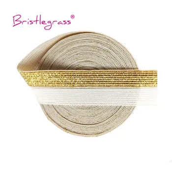 

BRISTLEGRASS 5 Yard 3/4" 20mm Semi Gold Glitter FOE Fold Over Elastic Spandex Band Hair Tie Headband Tutu Dress DIY Sewing Craft