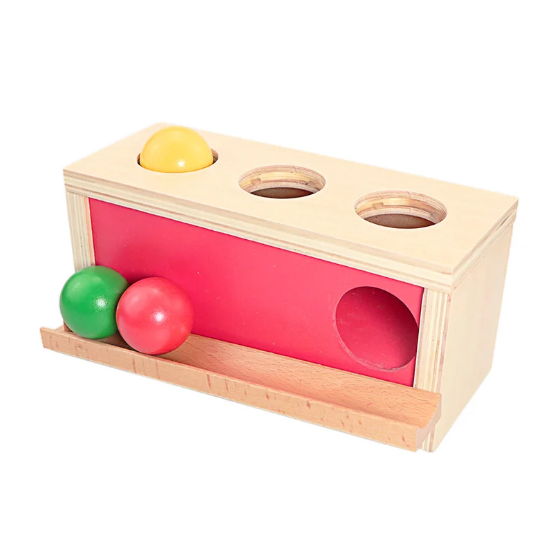 Baby Wood Montessori Materials Knocking Ball Box Toys for Children Imbucare Box Montessori Materials Teaching Aids Infants Gift