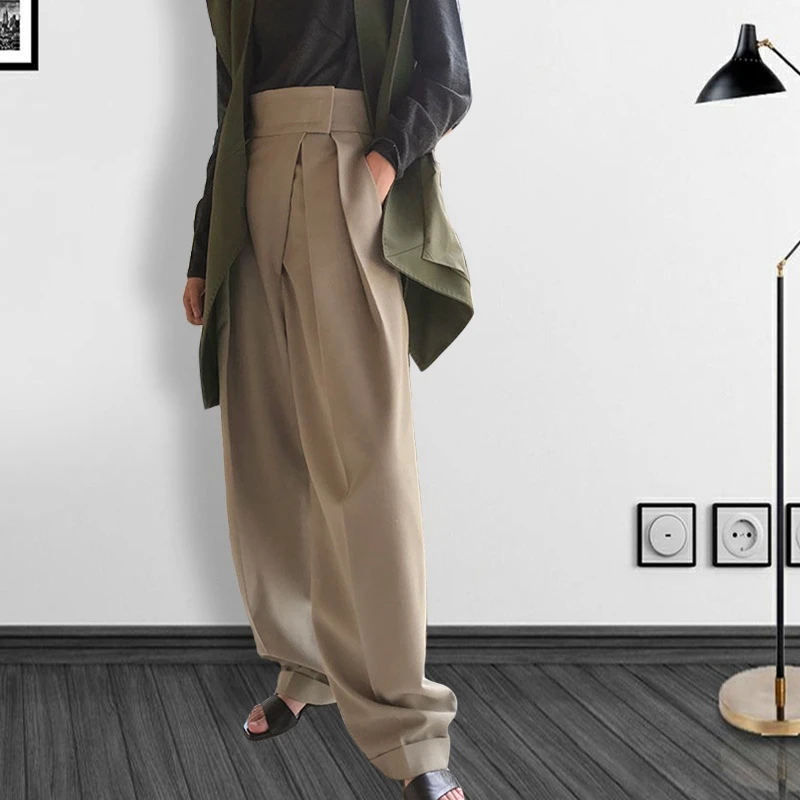 Minimalism Autumn Capris Haute Couture High Waist Cuff up Women Harem Pants Female Casual Business Suit Trousers Resort Wear New Minimalism Autumn Capris Haute Couture High Waist Cuff up Women Harem Pants Female Casual Business Suit Trousers Resort Wear New