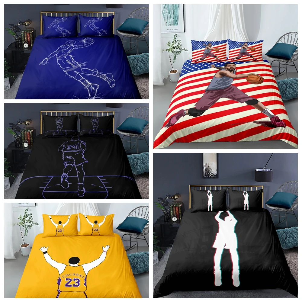 

Dunk Bedding Set Basketball Cool 3D Fashionable Duvet Cover Blue King Queen Twin Full Single Double Unique Design Bed Set
