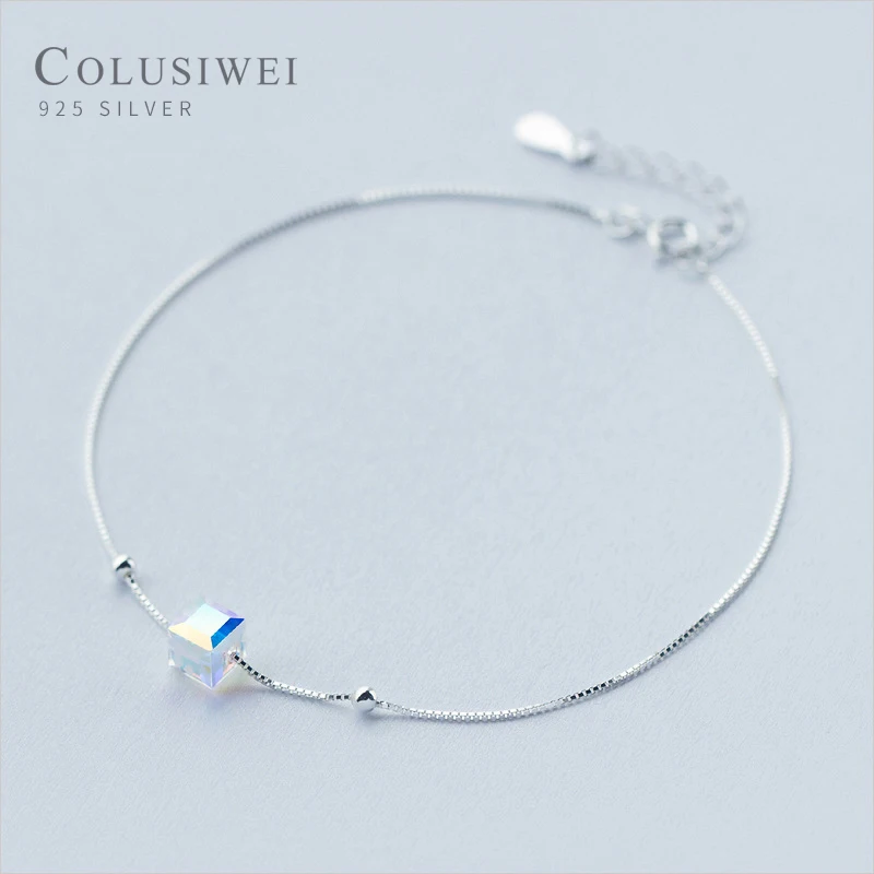 Colusiwei натуральная 925 Стерлинговое серебро Кристалл кубчиеские Серебряный
