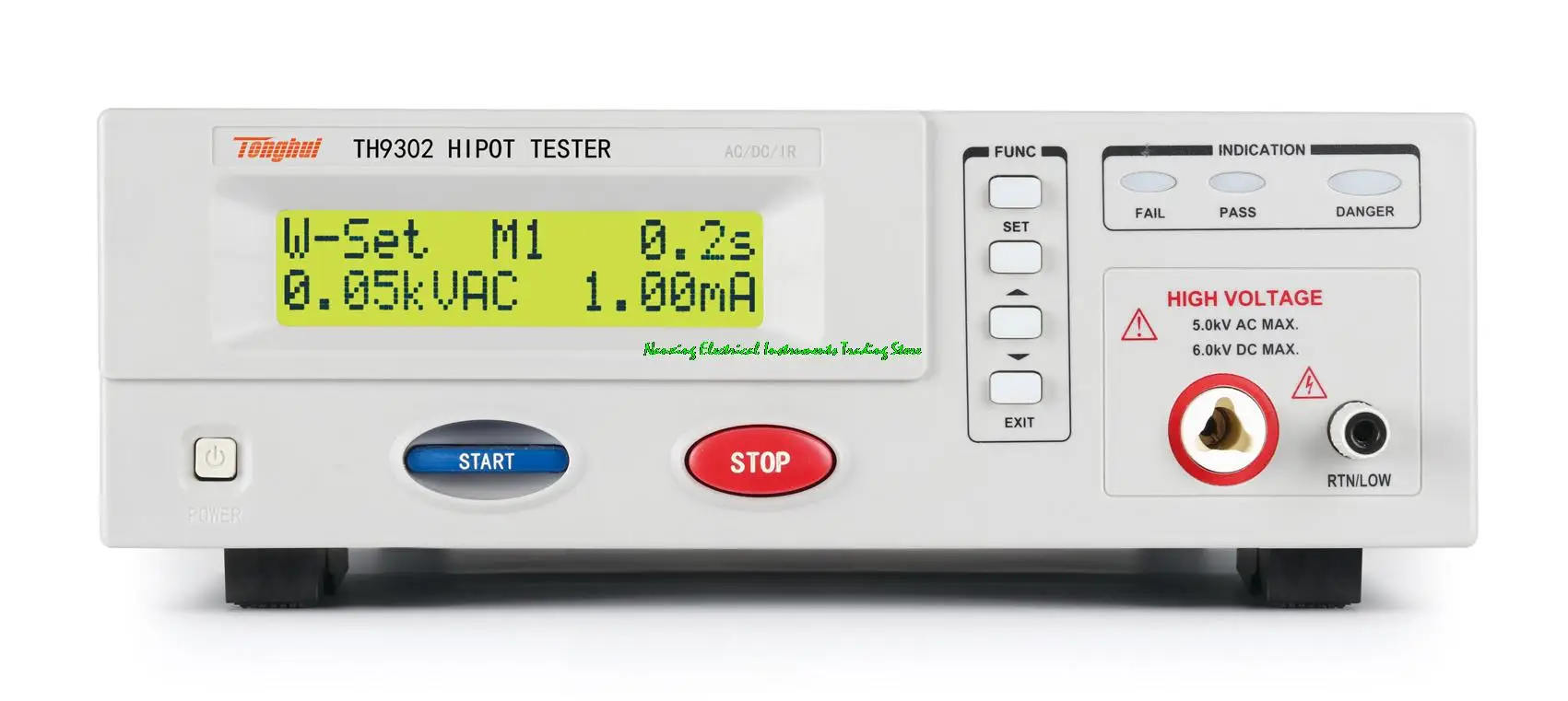 

TONGHUI TH9302/TH9302C Programmable AC and DC Withstand Voltage Insulation Tester AC/DC5/6KV;AC 0-10 mA,DC 0-5 mA;IR:20KΩ-10GΩ