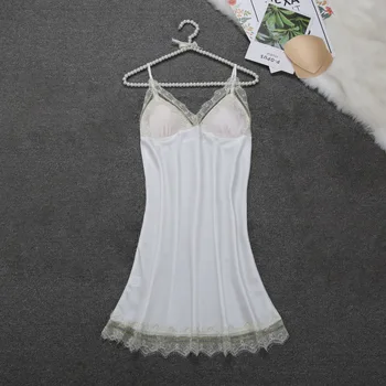 

Nightshirts Sleepwear Women Sleeveless Nightgowns Silk Sleepshirts 2020 Satin Sexy Spaghetti Strap Nightdress Nightwear