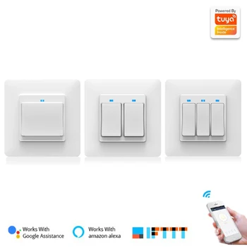 

WiFi Smart Light Switch Remote Control Works with Alexa Google Home for Voice Control Panel Wall Wifi Light Switches 1/2/3 Gang