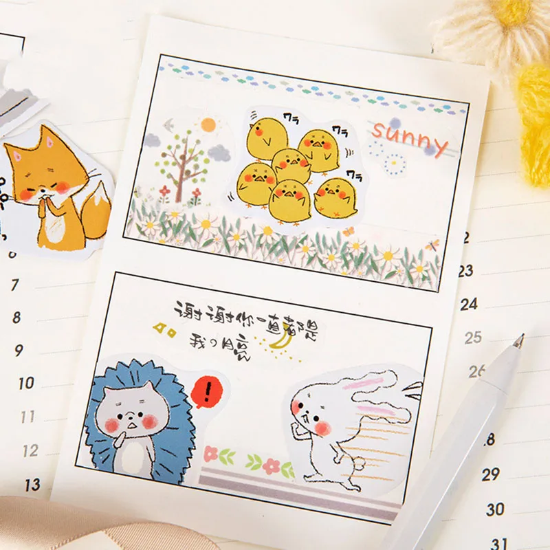 45 шт./boxKawaii канцелярские наклейки s милые наклейки с изображениями животных мультфильм декор наклейка для детей DIY Скрапбукинг дневник принадлежности для альбома