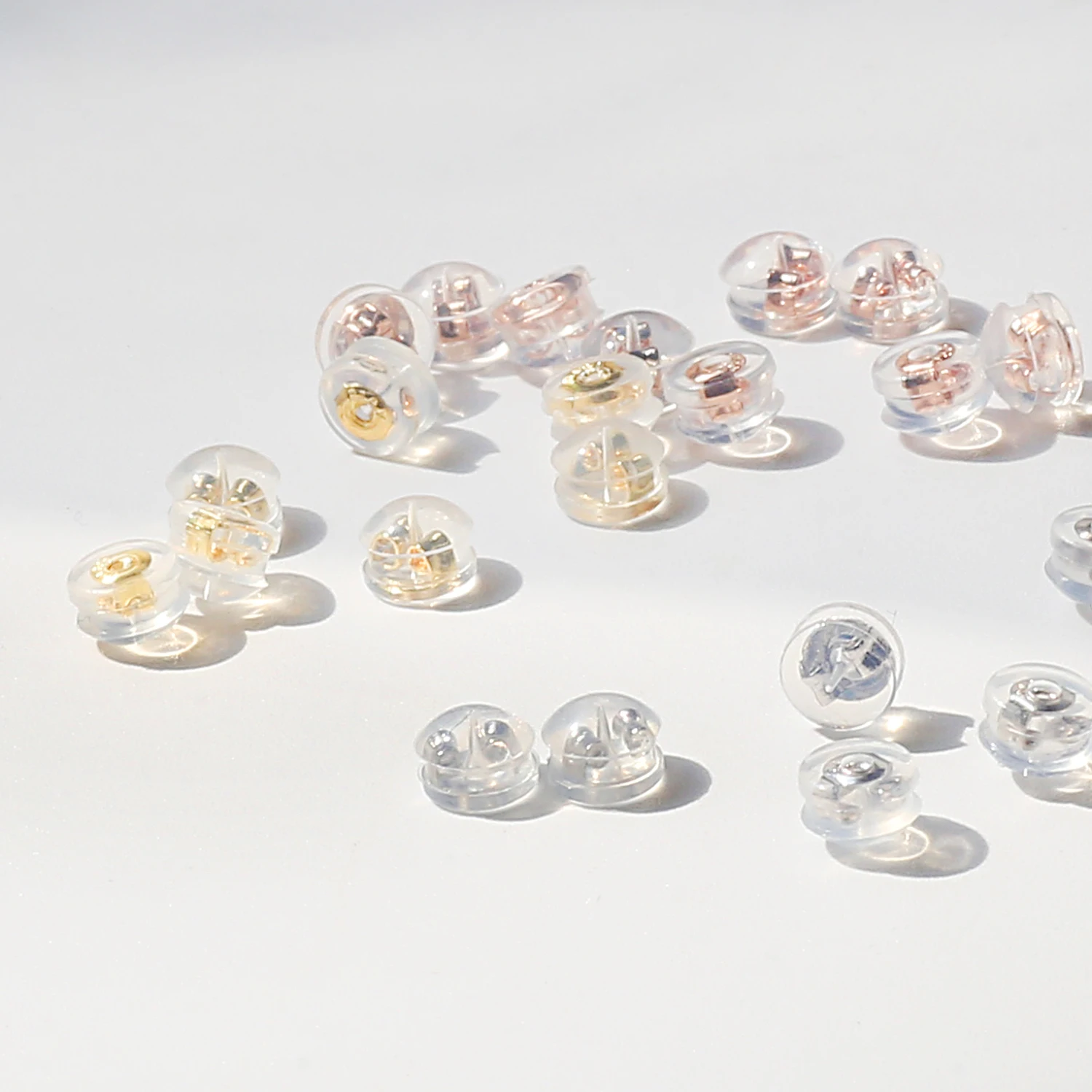 

12PCS Sliver Gold Silicone Copper Earring Backs Ear Plugging for Padded Mushroom Ear Piercing Body Jewelry Making Accessories