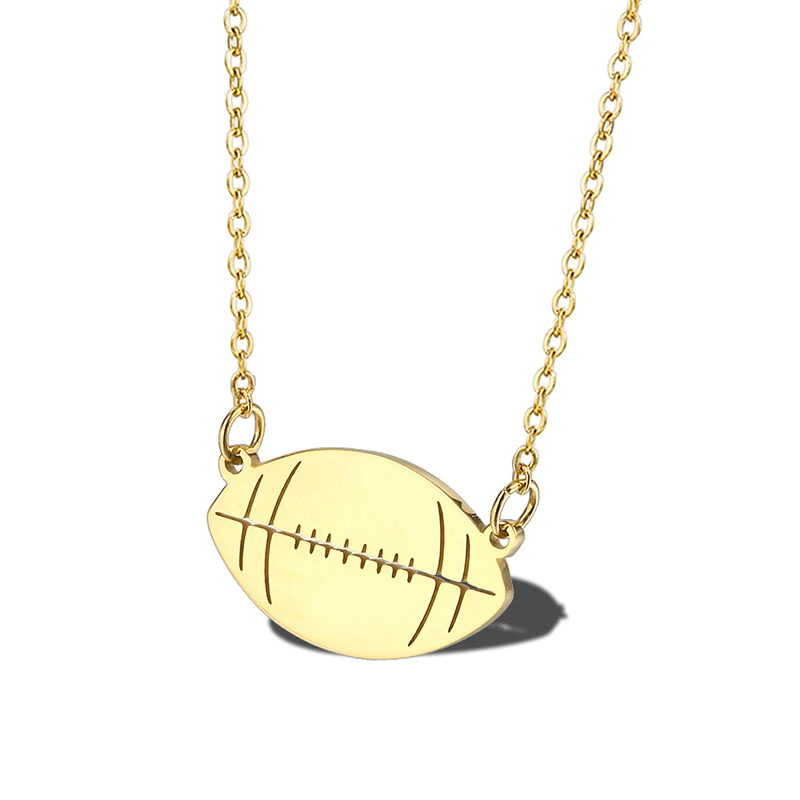 Gold American Football Necklace Women Simple Sports Soccer Ball Charm