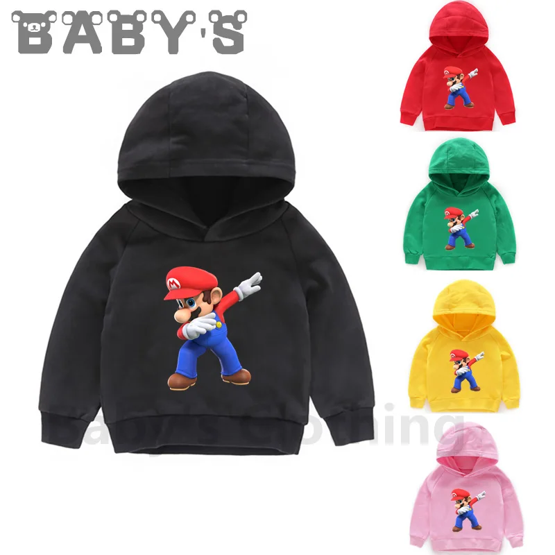 Children Hooded Hoodies Kids Dabbing Super Mario Cartoon Print Sweatshirts Baby Pullover Tops Girls Boys Funny Clothes KMT5185 |