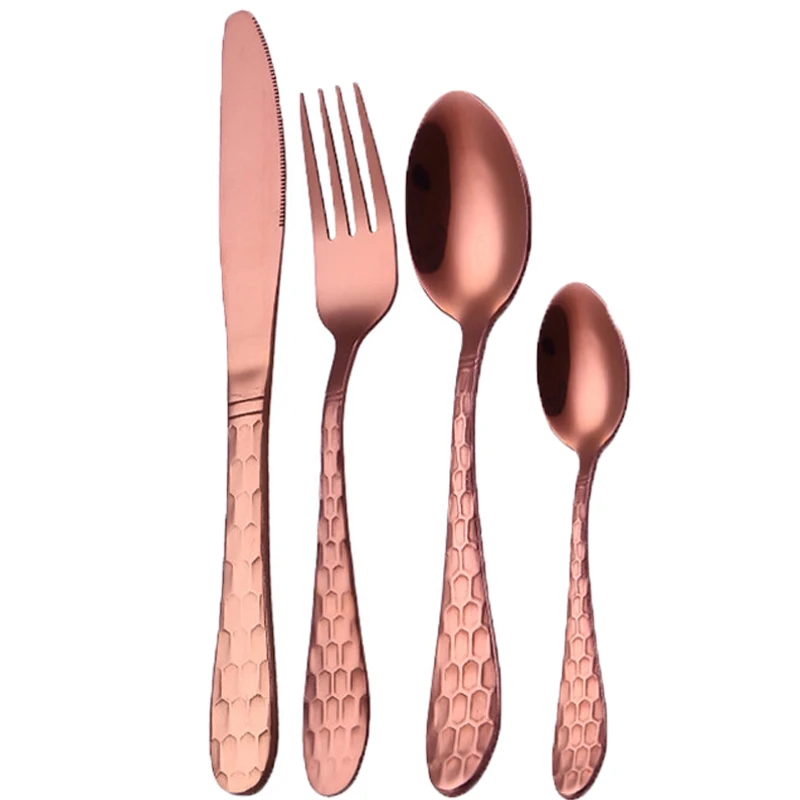 Rose Gold 4 шт./компл. Нержавеющая сталь набор столовых приборов столовые приборы набор Европейской посуды Портативный ложка, вилка, нож, ложка Кухня набор - Цвет: Rose Gold