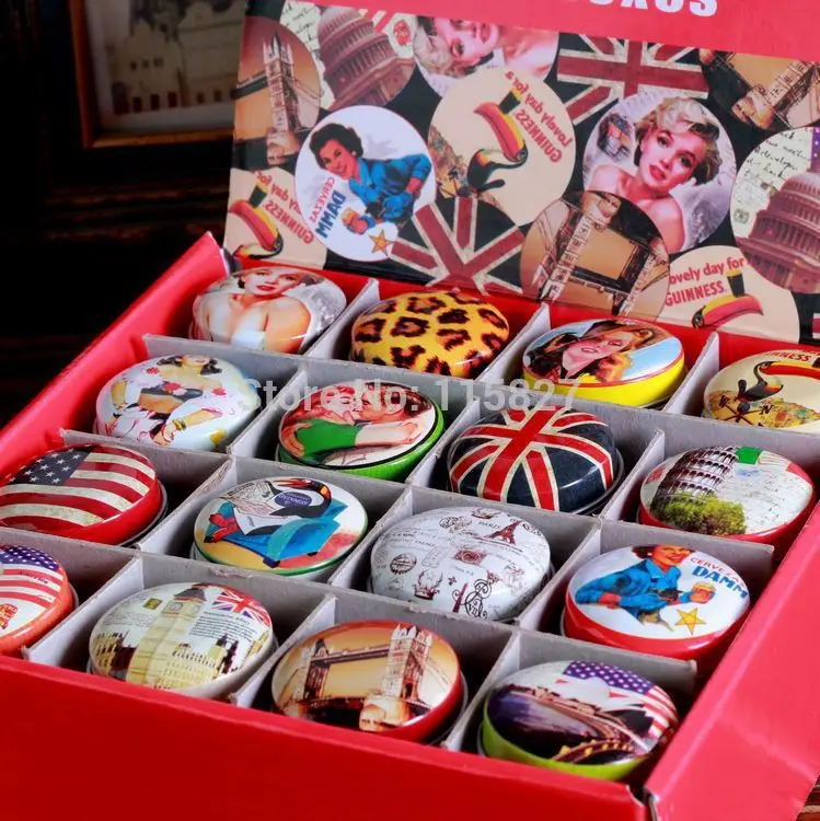 

Free Shipping!New Arrival! 24pcs/lot Vintage Style Mini Tin Storage Box Pill Case Jewelry Box Mixed Designs Hot Selling!