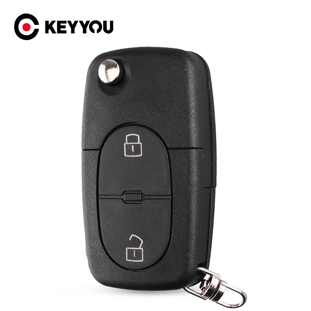 KEYYOU 2 кнопки для Audi TT A2 A4 A6 A8 Quattro CR1620 CR1616 CR2032 держатель батареи HAA раскладной чехол