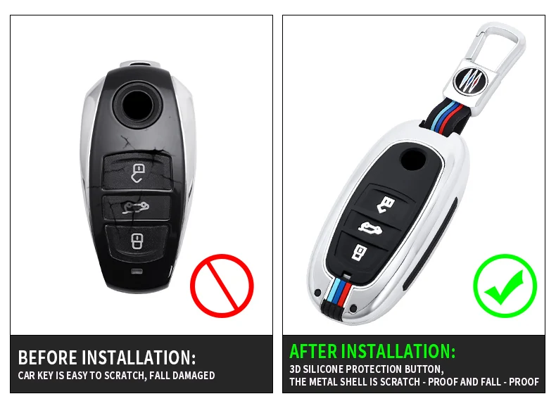 Nuovo supporto di copertura chiave dell'automobile in lega di zinco di alta qualità per Volkswagen VW Touareg 3 pulsanti Fob accessori senza chiave - H75deaf500a8e4ea0936a39d6adae812ev