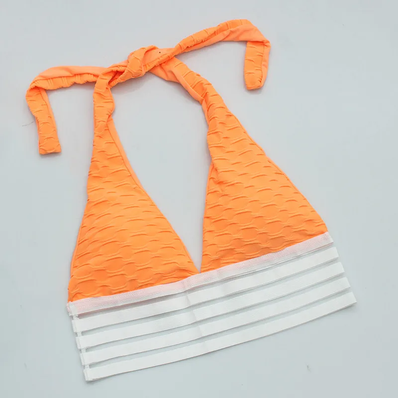 Orange Женская футболка со складками, Женский Топ, женская футболка, Женская Сексуальная футболка с бретелькой через шею, женские футболки для тренировок, женская одежда - Цвет: Orange