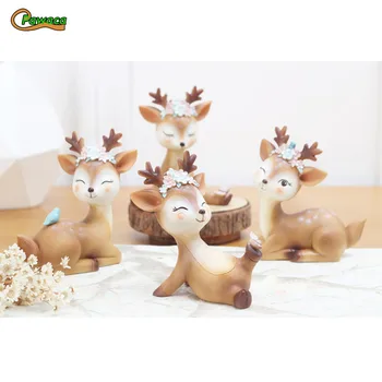 

Cartoon Cute Sika Deer Fairy Garden Resin Crafts Figurines For Home Decoration Car Ornament