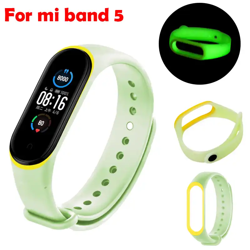 NANUNU Bracelet en Silicone Souple pour Xiaomi Mi Bande 5 Lumineux r/églable Remplacement de Courroie pour Xiaomi Mi Band 5 Bracelet Smartwatch Bracelet Intelligent