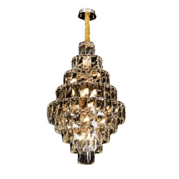 

hotel lobby club big stairs ceiling lamp candelabro de cristal glod modern large long led crystal chandelier pendant lighting