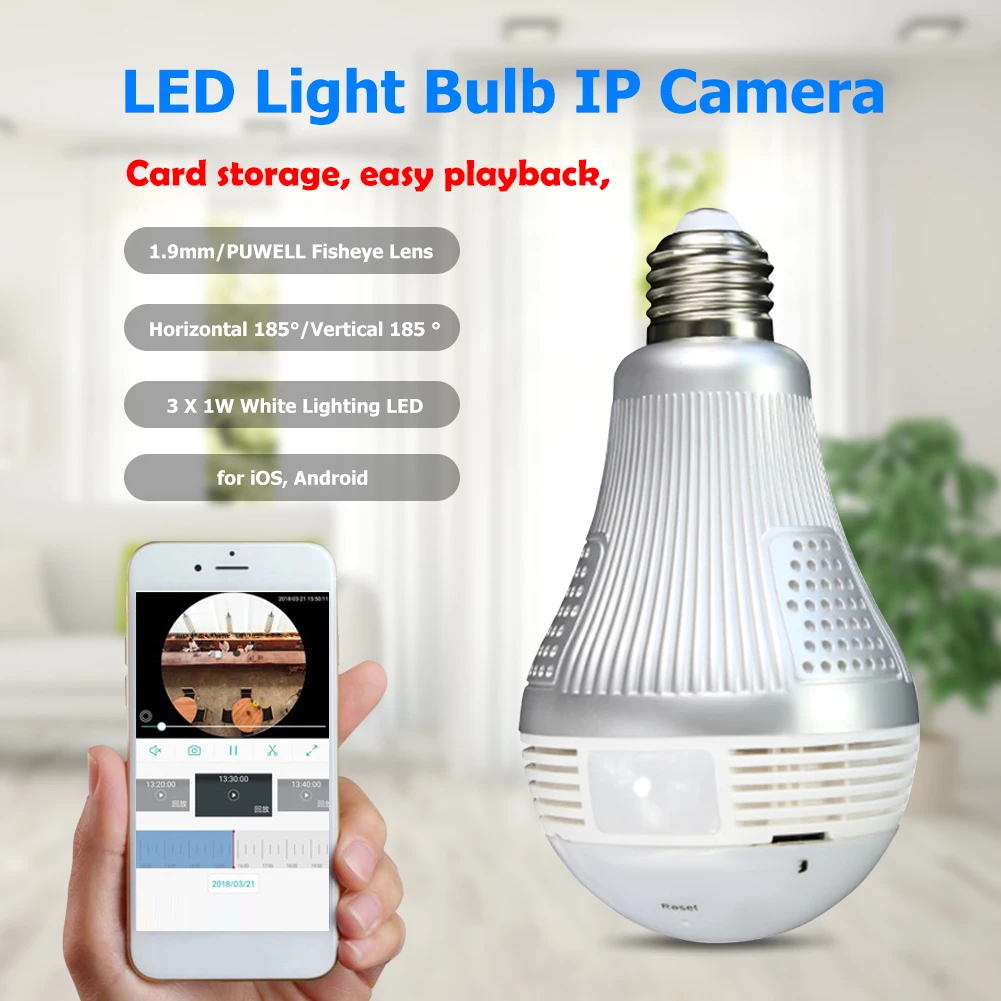 

Panoramic Wifi E27 LED Light IP Camera 960P Bulb Security Monitor Cam CCTV